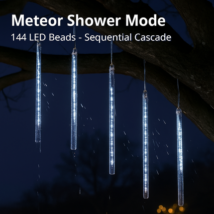 Meteor Shower Solar String Lights for Outdoor Decor