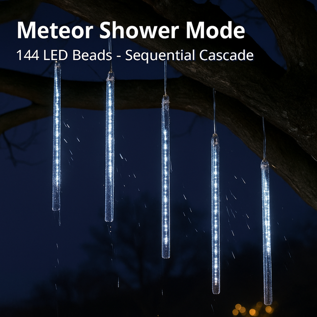 Meteor Shower Solar String Lights for Outdoor Decor