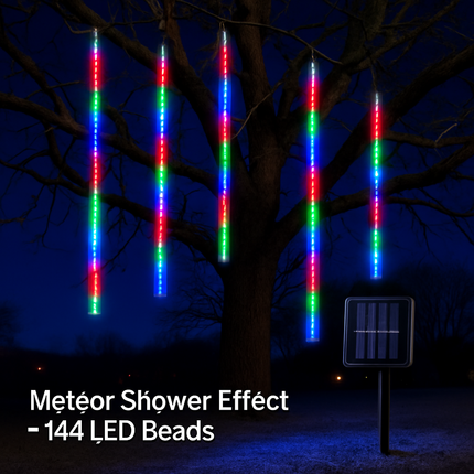 Meteor Shower Solar String Lights for Outdoor Decor