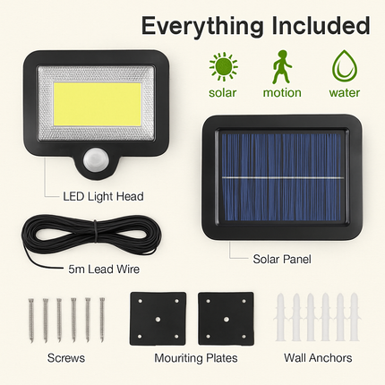 Solar Powered Motion Sensor Wall Light for Outdoor Use