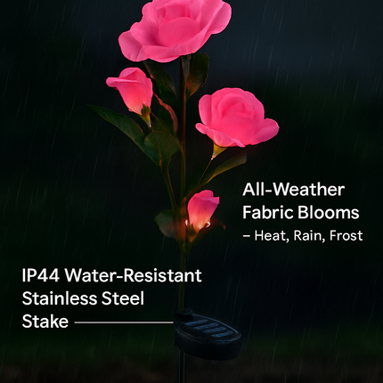 Solar Powered Rose Lights - Water-Resistant Pathway