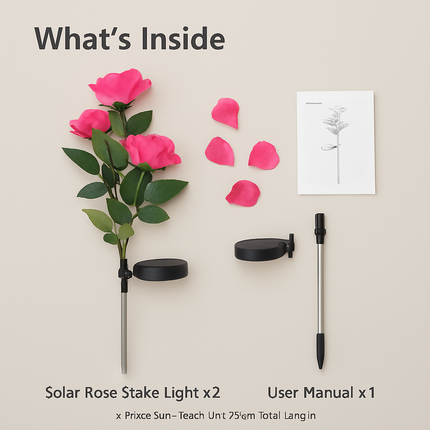 Solar Powered Rose Lights - Water-Resistant Pathway