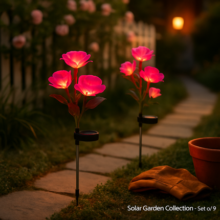 Solar Powered Rose Lights - Water-Resistant Pathway