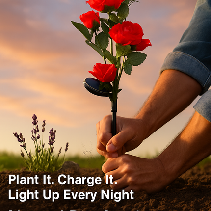 Solar Powered Rose Lights - Water-Resistant Pathway