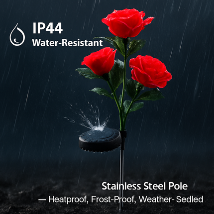 Solar Powered Rose Lights - Water-Resistant Pathway