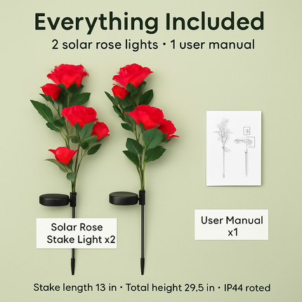 Solar Powered Rose Lights - Water-Resistant Pathway