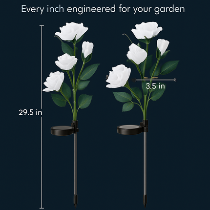 Solar Powered Rose Lights - Water-Resistant Pathway