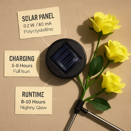 Solar Powered Rose Lights - Water-Resistant Pathway