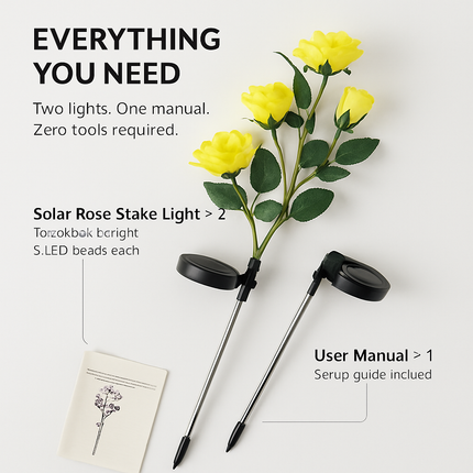 Solar Powered Rose Lights - Water-Resistant Pathway