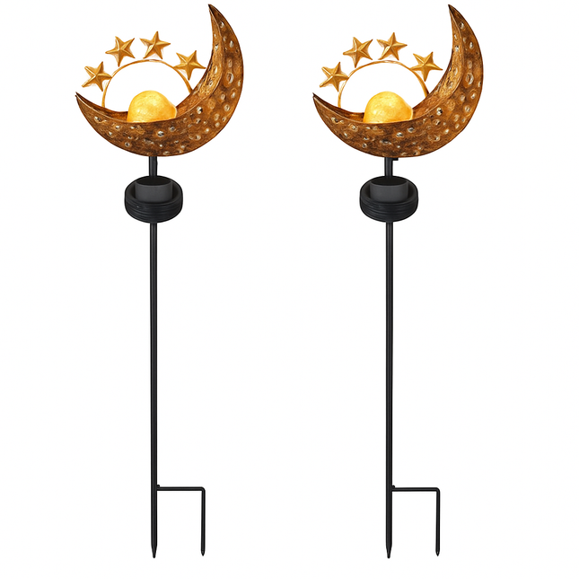 Solar Powered Sun Stake Lamp - Decorative Garden Light