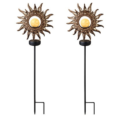 Solar Powered Sun Stake Lamp - Decorative Garden Light