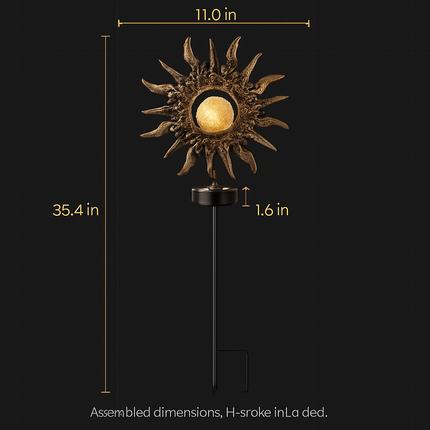 Solar Powered Sun Stake Lamp - Decorative Garden Light