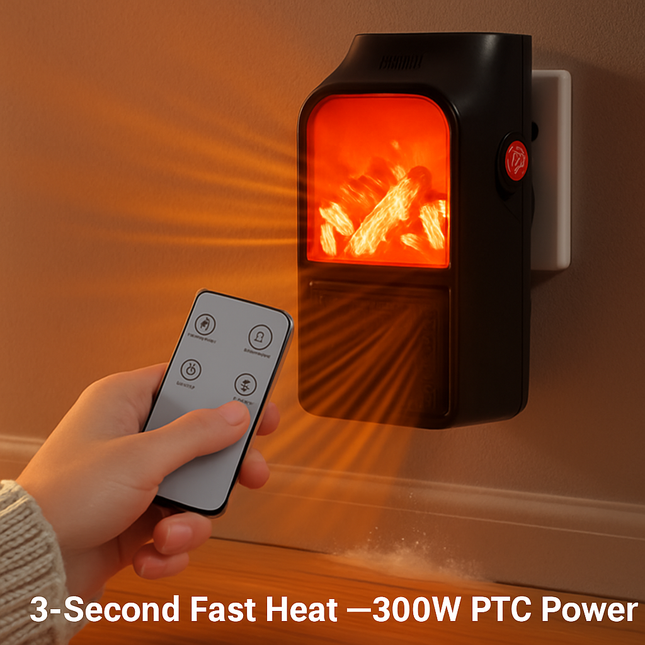 Plug-In Space Heater with Remote, Wall Outlet