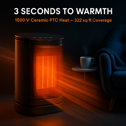 Ceramic Space Heater with 90° Oscillation and 3 Modes