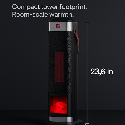 1500W Oscillating Ceramic Tower Space Heater with 3D Flame Portable Electric Heater with 3 Wind Modes 59-104℉Heating Remote Control 12H Timer Overheat