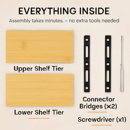 2-Tier Bamboo Spice Rack Organizer for Cabinets