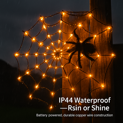 Spider Web Light with Hairy Spider - 3.28ft Decor