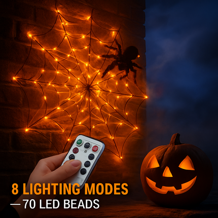 Spider Web Light with Hairy Spider - 3.28ft Decor