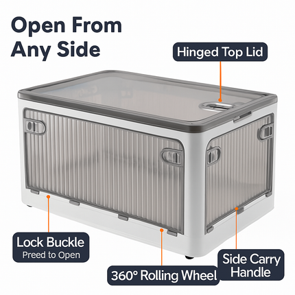 Foldable Storage Bins with Lid and Wheels