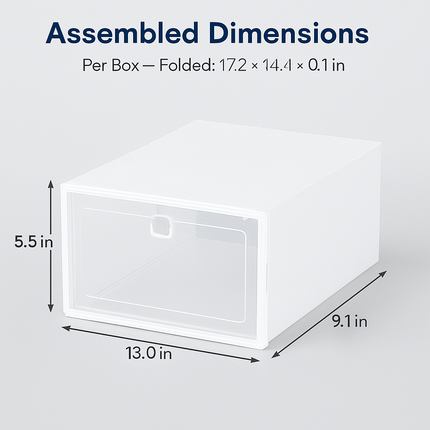 Collapsible Shoe Box Stackable Organizer - White
