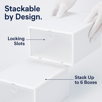 Collapsible Shoe Box Stackable Organizer - White