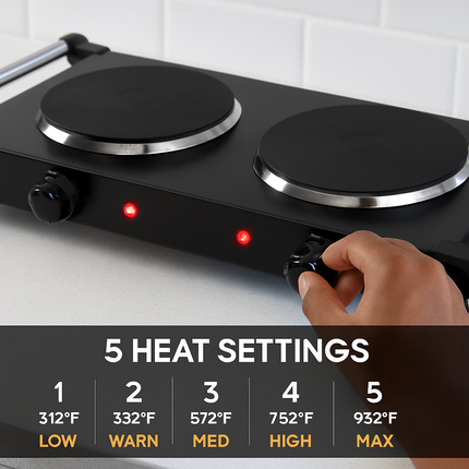 Electric Dual Burner Portable Hot Plate - Compact