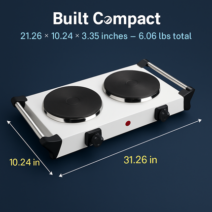 Electric Dual Burner Portable Hot Plate - Compact