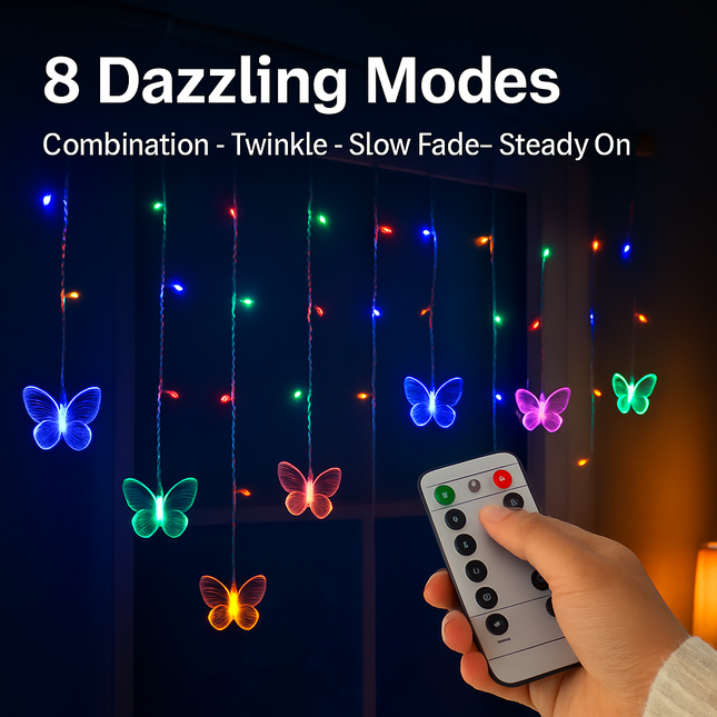 Butterfly Curtain String Lights Colorful LED Fairy Lamps