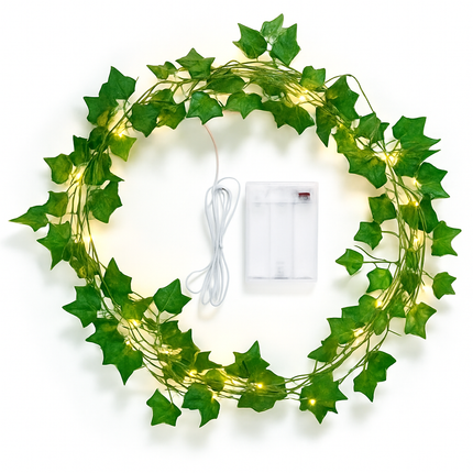 Ivy Leaves Battery Powered String Lights with LED Beads