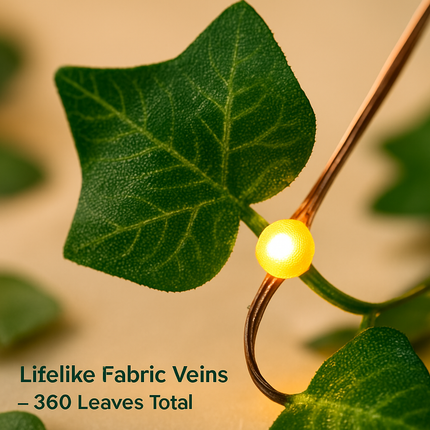 Ivy Leaves Battery Powered String Lights with LED Beads