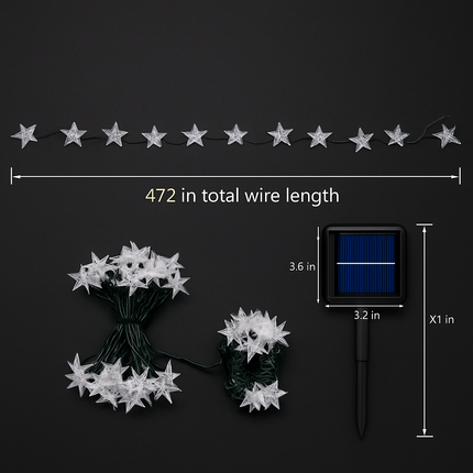 Solar Powered String Lights Fairy Star Lamps