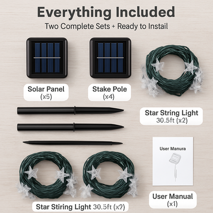 Solar Powered String Lights Fairy Star Lamps