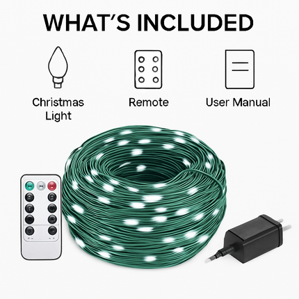 330FT 1000LED String Lights Outdoor Christmas Decoration Lights with Remote IP44 Waterproof 8 Lighting Modes 8 Brightness Timer Plug In Fairy Light Xm