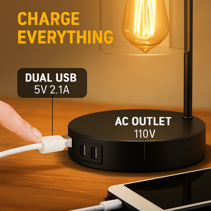 Touch Control Table Lamp with Glass Shade
