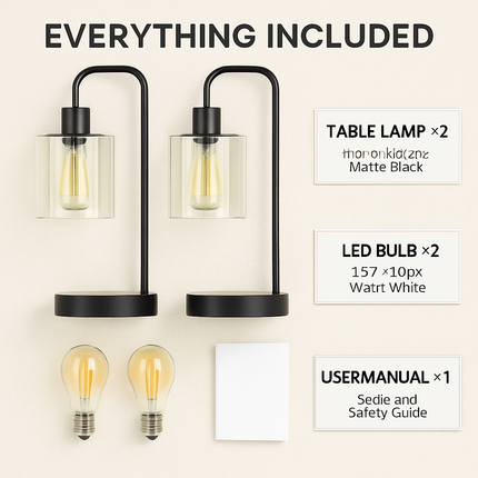 Touch Control Table Lamp with Glass Shade