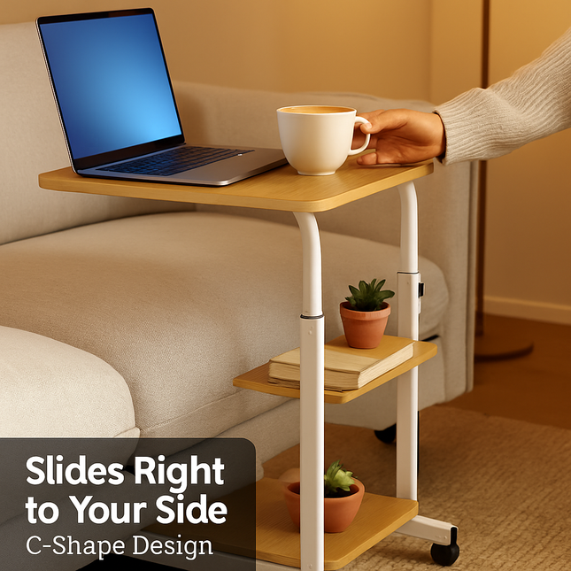 C Side Table 3-Tier Laptop Desk for Small Spaces