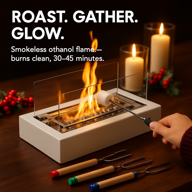 Tabletop Fire Pit with Roasting Sticks Portable