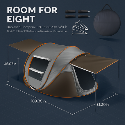 5-8 Person Pop Up Tent with Instant Setup