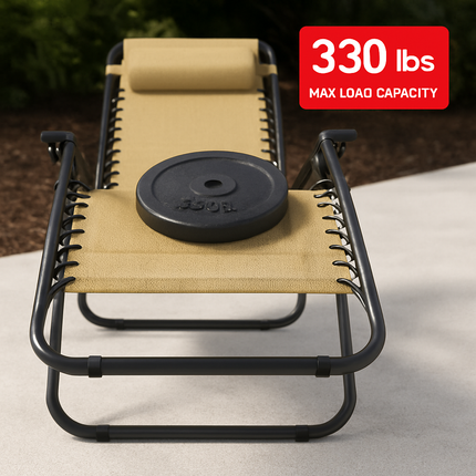 2Packs Zero Gravity Lounge Chair w/ Dual Side Tray 330lbs Load Foldable Recliner Chair w/ Stress Relief Pillow Patio Poolside Beach Lying Chair