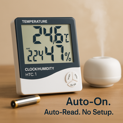 2-in-1 Thermometer and Hygrometer with Clock/Alarm Function