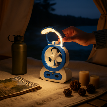 Desk Cooling Fan with LED Lamp and Emergency Light