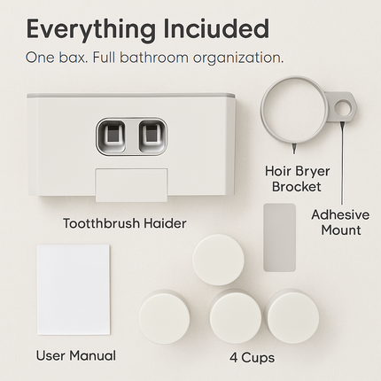 Toothbrush Holder Rack with Toothpaste Dispensers & Cups