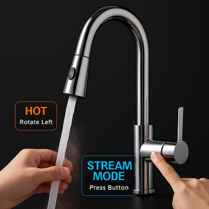 Touch Sensor Faucet with Pull-Out Spout, Hot and Cold Water