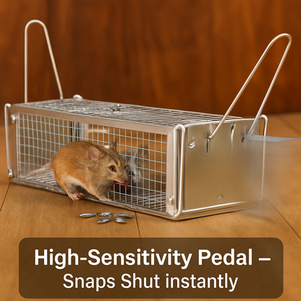 Dual Door Rat Trap Cage: Humane Live Trap for Mice & Rodents