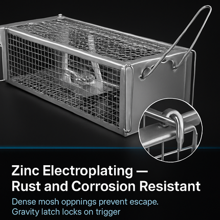 Dual Door Rat Trap Cage: Humane Live Trap for Mice & Rodents