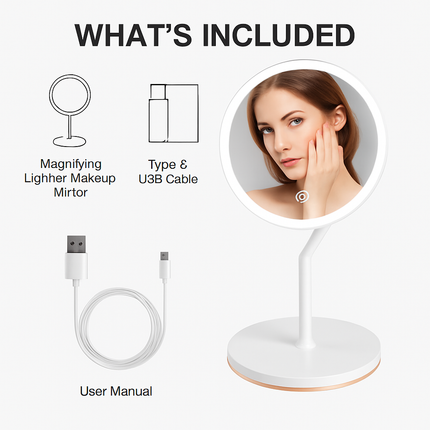 5X Magnifying Lighted Makeup Mirror with 360° Rotating Base