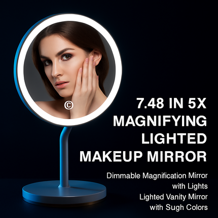5X Magnifying Lighted Makeup Mirror with 360° Rotating Base