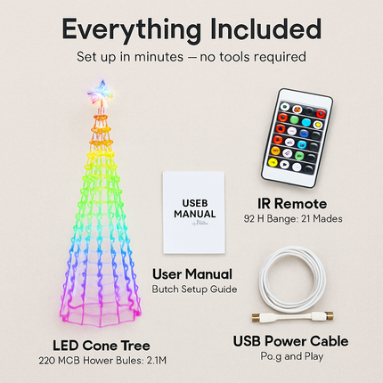 LED Smart Christmas Cone Tree Outdoor Lighted Christmas Tree Light with App Control Remote Control IP44 Waterproof Timer 210 Modes for Indoor Outside
