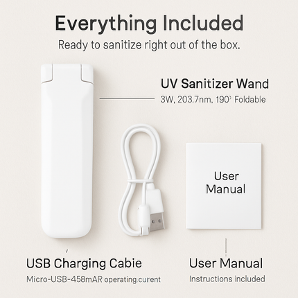 Foldable UV Sanitizer Wand for Surfaces in Home