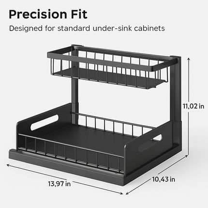 2 Tier Under Sink Organizer with Sliding Basket